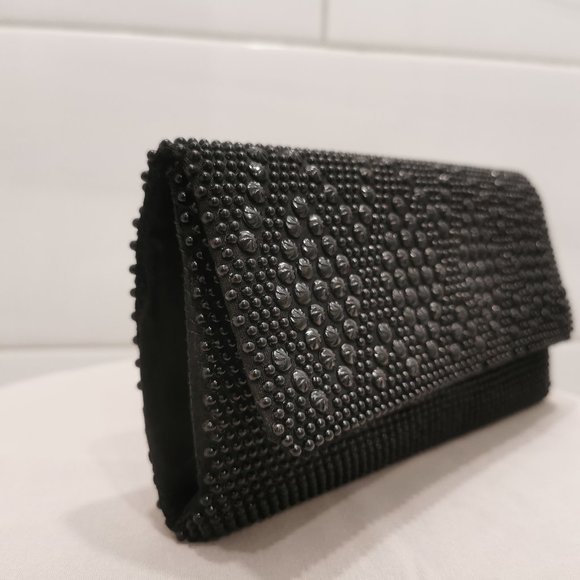 Vintage Black Bead Clutch by Artel of Montreal - Picture 2 of 6